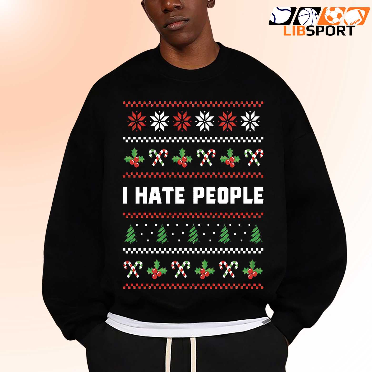 I Hate People Christmas T Shirt, Funny Ugly Xmas Unisex Tee